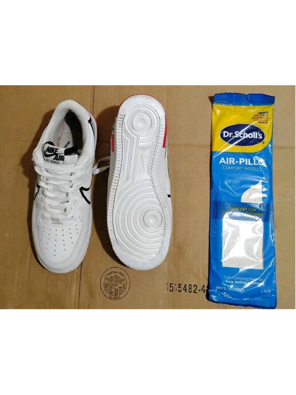 Nike Air Force 1 React D/MS/X Men Sze 8.5 White Black University Red CD4366-100